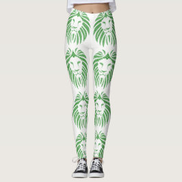 Cabeza de León Verde en Leggings de Cualquier Colo