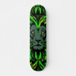 Cabeza de león verde - Skateboard de cara de león
