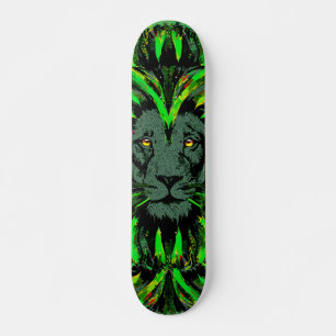 Cabeza de león verde - Skateboard de cara de león