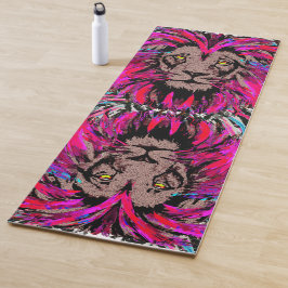 Cabeza de león Yoga Mat - León rosa azul - Vida si