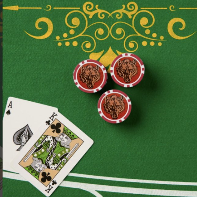 Cabeza de lobo en fichas de póquer rojas (Wolf Head on Red  Poker Chips Full colour graphics textured surface easy stacking 9 colours.


)