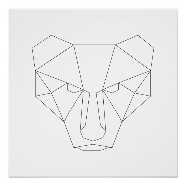 Cabeza de oso geométrica Impresión de arte moderno (Anverso)