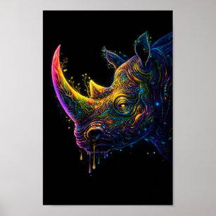 Cabeza de Rinoceronte de Neón – Arte de Vida Silve