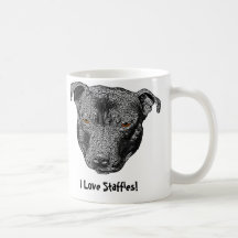 Cabeza de Staffie, "amo Staffies!" Taza