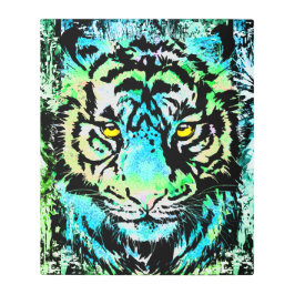 Cabeza de tigre azul - Impresión Metalizado de ojo