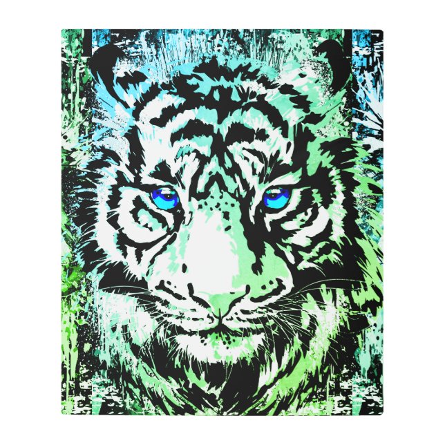 Cabeza de tigre azul - Ojos azules tigre arte Meta (Anverso)