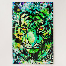 Cabeza de tigre azul - Rompecabezas con retrato de