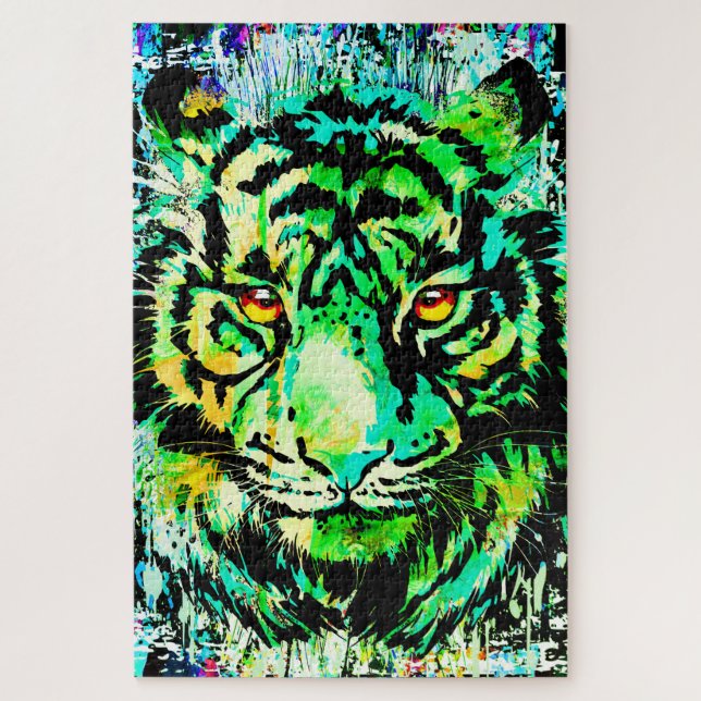 Cabeza de tigre azul - Rompecabezas con retrato de (Vertical)