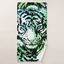 Cabeza de tigre blanco siberiana - Ojos azules tig