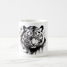 Cabeza de Tigre en un juego de tazas de café para 