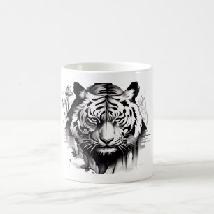 Cabeza de Tigre en un juego de tazas de café para 