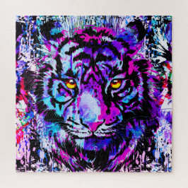 Cabeza de tigre morado - Rompecabezas con retrato 