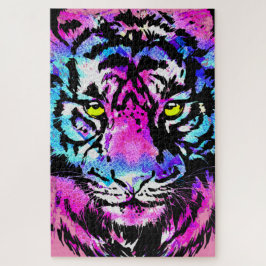 Cabeza de tigre rosado de neón - Rompecabezas de t