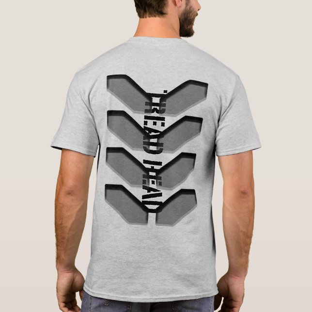 "CABEZA DE TREAD" en camiseta gris (Reverso)