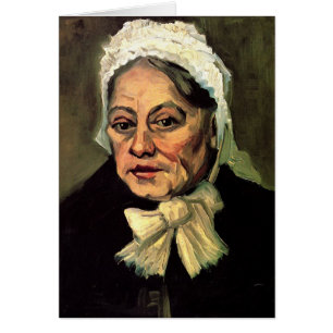 Cabeza de una anciana con gorro blanco por Vincent