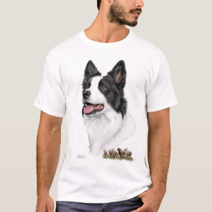 Cabeza del border collie con la camisa de las