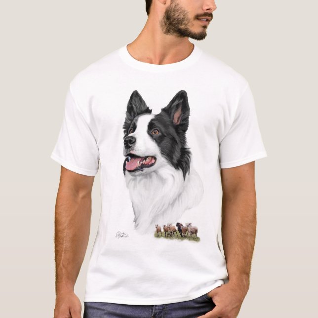 Cabeza del border collie con la camisa de las (Anverso)