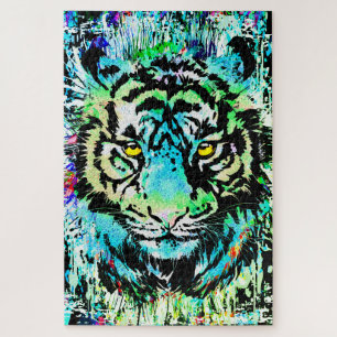 Cabeza del tigre azul - Rompecabezas del retrato d