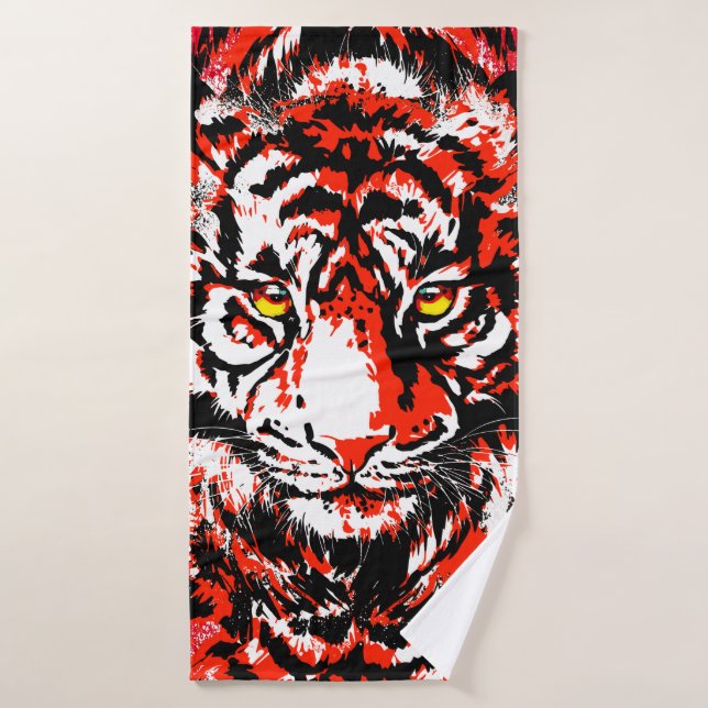 Cabeza del tigre rojo - Pintura de tigre - Vida si (Toalla de baño)