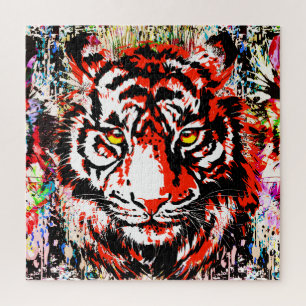 Cabeza del tigre rojo - Rompecabezas del retrato d