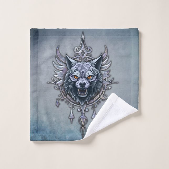 Cabeza mística de lobo. (Toallita)