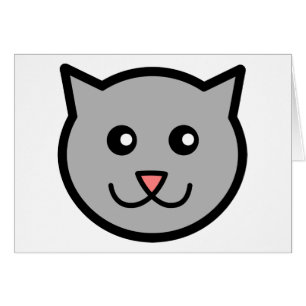 Cabeza personalizado de gato gris sonriente