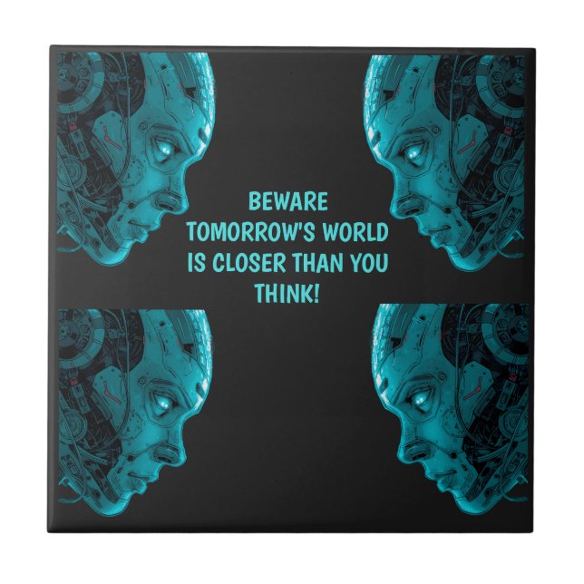 Cabeza robótica CYBORG Baldosa cerámica (Frente)