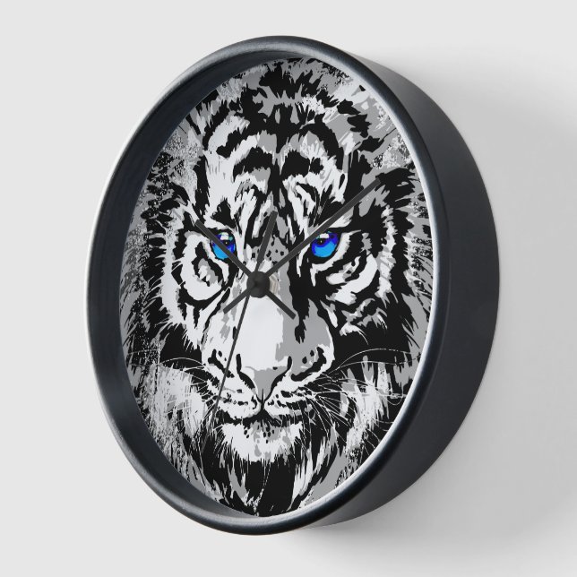 Cabeza Siberiana de Tigre Blanco - Reloj de ojos a (Ángulo)
