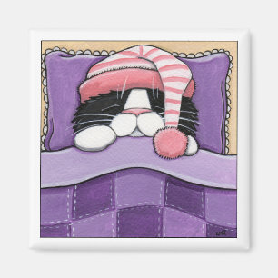 Cabeza Sleepy - imán de gato