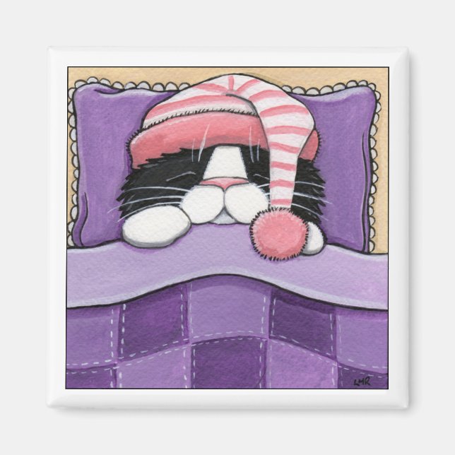 Cabeza Sleepy - imán de gato (Frente)