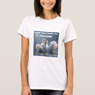 Cabeza sobre tacones - cisnes (luz) camiseta