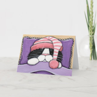 Cabeza somnolienta - Tarjeta de saludo para gato