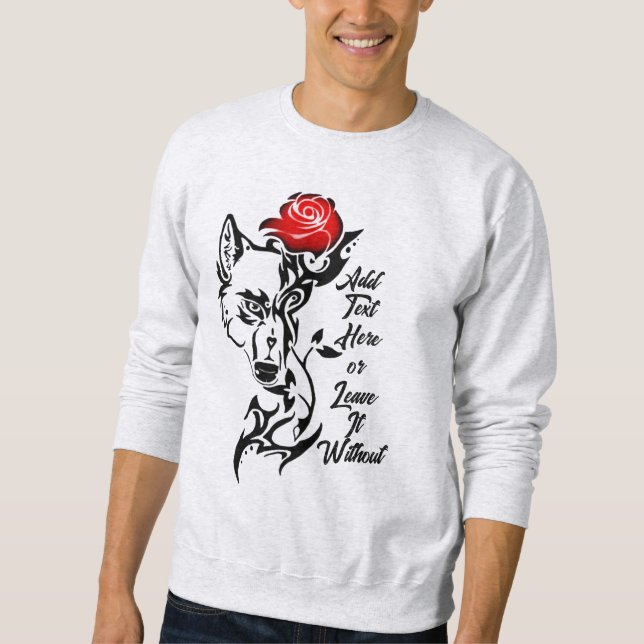 Cabeza Tattoo Wolf y sudadera rosa roja (Anverso)