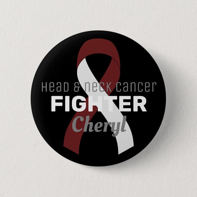 Cabeza y cuello Cinta de cáncer Botón negro (Anverso)