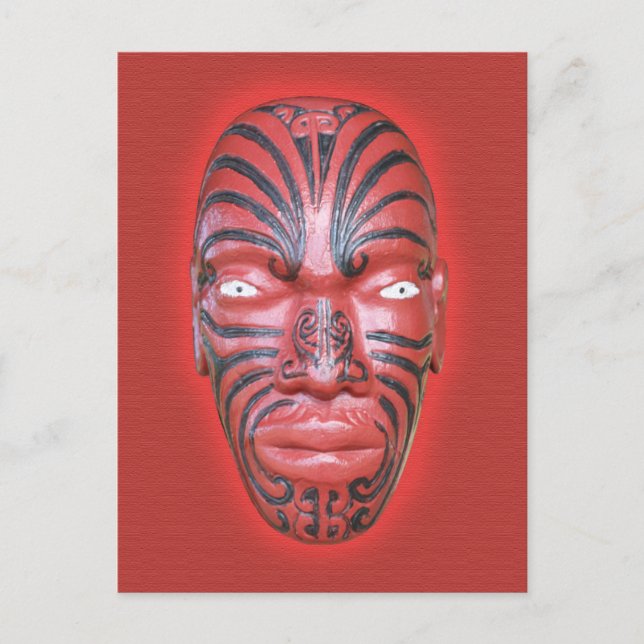 Cabezal de canoa de guerra maorí - postal (Anverso)