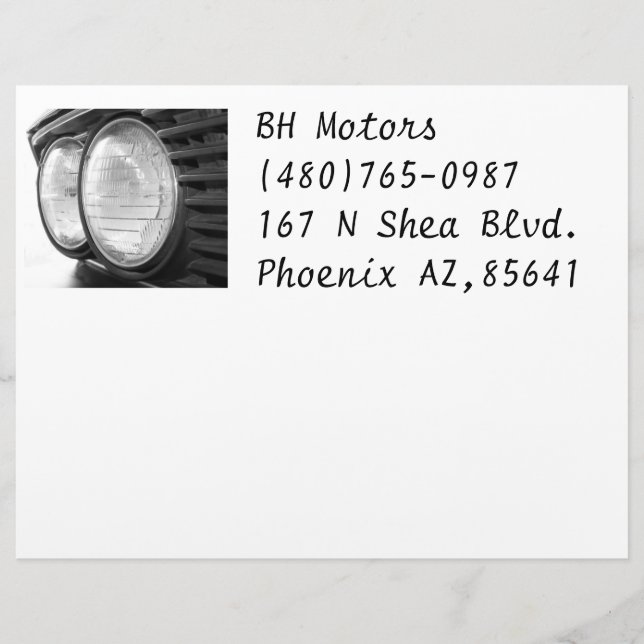 Cabezal de membrete de los faros BMW (Anverso)