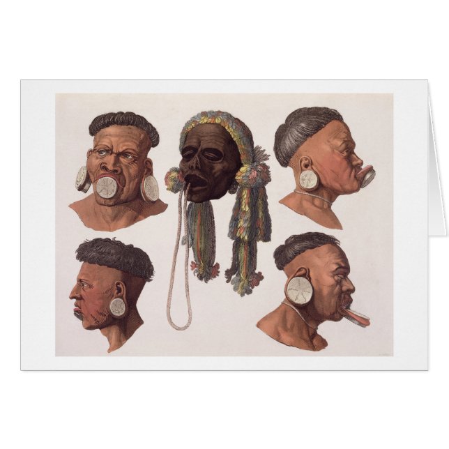 Cabezas de los indios de Botocudos (grabado del (Anverso (Horizontal))