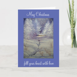 Cabin en el bosque, tarjeta de Navidad