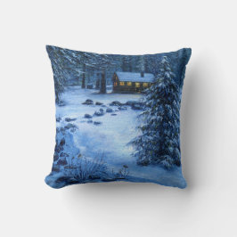"Cabina acogedora en la nieve" almohada