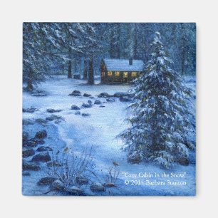 "Cabina acogedora en la nieve" imanes