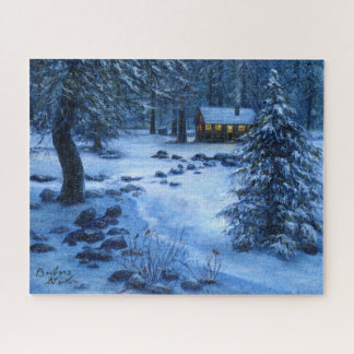 "Cabina acogedora en la nieve" Rompecabezas