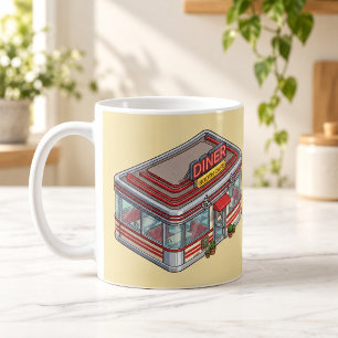 Cabina de Comedor Retro Isométrico Taza de Café