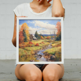 Cabina De Otoño Y Otoño En Arte Acuático Vermont