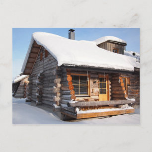 Cabina de registro cubierta de nieve en la postal
