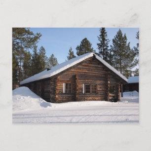 Cabina de registro cubierta de nieve en la postal