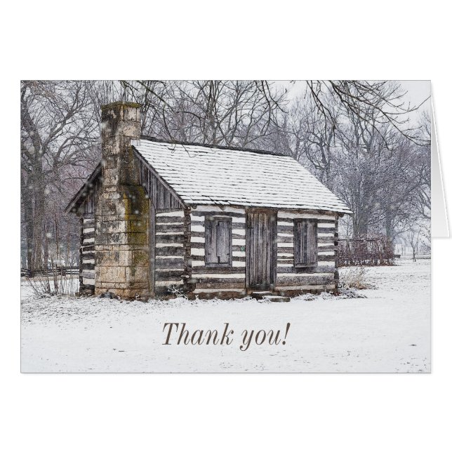 Cabina En La Tarjeta De Gracias De Nieve (Anverso (Horizontal))