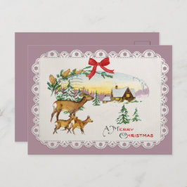 Cabina y ciervo de Navidad vintage