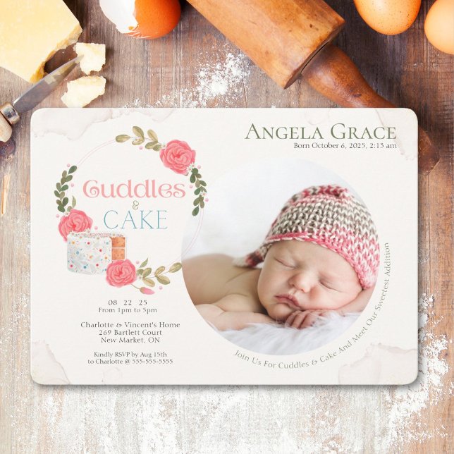 Cables y Pasteles Conozcan Nuestra Invitación Del  (Invite you friends and family to cuddle, eat cake and meet baby with this adorable invitation.)