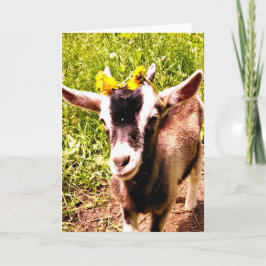 Cabra bebé con flores - Tarjeta en blanco