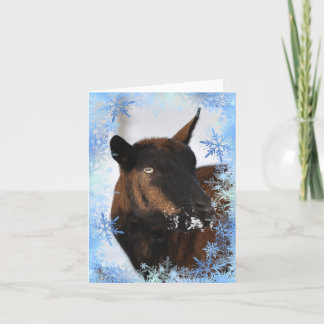 Cabra con nevada tarjeta de Navidad